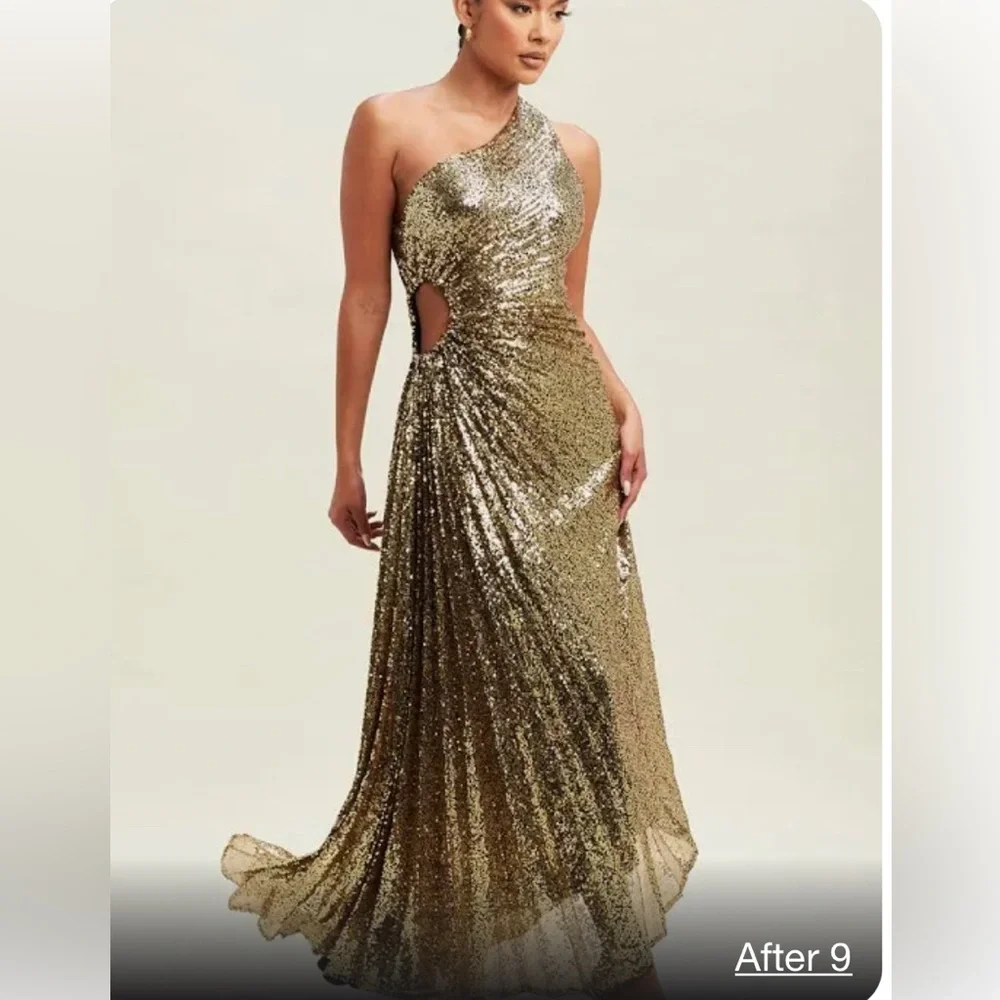Luxxel gold sequin cutout dress - Picture 1 of 7